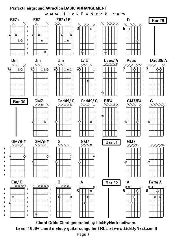 Chord Grids Chart of chord melody fingerstyle guitar song-Perfect-Fairground Attraction-BASIC ARRANGEMENT,generated by LickByNeck software.